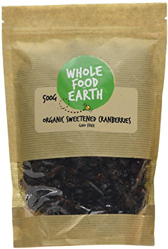 Wholefood Earth - Arándanos secos ecológicos endulzados, 500 kg, sin transgénicos, veganos, fuente de fibra, con certificación ecológica