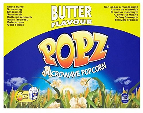 Popz Butter Microwave Popcorn 6 x 90g - Pack of 2