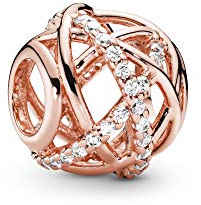 Pandora Timeless Sparkling & Polished Lines Openwork abstract 14k rose gold-plated charm with clear cubic zirconia