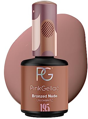 Pink Gellac UV Gel Nagellack - 195 Bronzed Nude 15 ml - Lang Anhaltend UV Nagellack Braun - Gel UV für 14 Tage Nägel in Salonqualität - Made in Holland