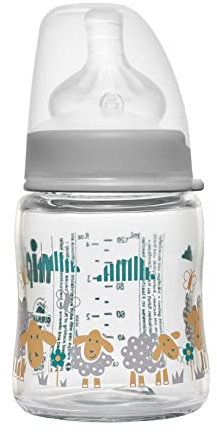 nip 35.065 Weithalsflasche vidrio Boy con gran cuello de botella pezón grupo de silicona 0 leche, 120 ml