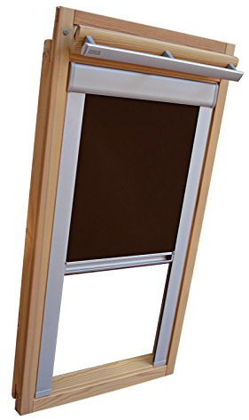 Easy-Shadow Hochwertiges Verdunkelungsrollo Rollo Thermo Dunkelbraun mit Seitenschienen für Velux DKL/DKU-EP GGU,GPU,GHU,GTU SK06 ALU // Maßanfertigung