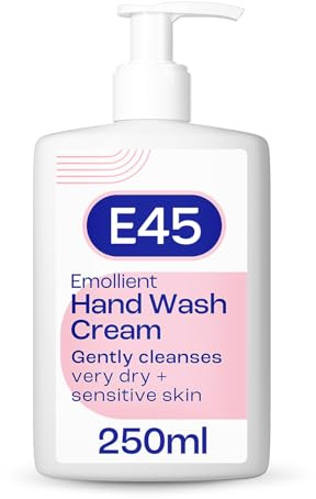 E45 Hand and Body Wash Cream - Relieve Dry, Itchy & Irritated Eczema Prone Skin - 250ml - Gently Cleanses Very Dry and Sensitive Skin - Dermatological Soap Free Emollient