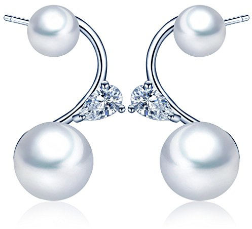 Yumilok 925 Sterling Silber Zirkonia Perlen Ohrhänger Ohrstecker Ohrringe Hypoallergen Ohrschmuck für Damen Frauen Mädchen