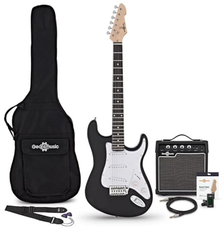 LA E-Gitarre Schwarz im Paket mit Verstärker