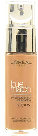 L'Oreal Paris True Match Foundation - 30 ml, Golden Cappuccino (Number W8)