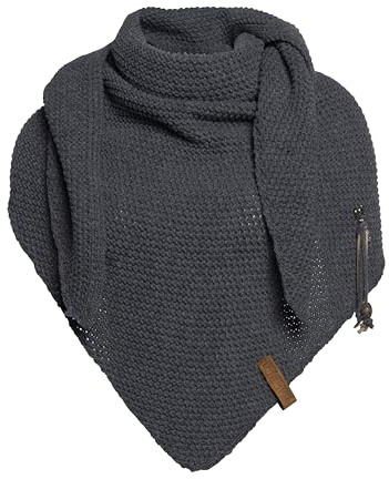 Knit Factory - Coco Knitted Shawl - Premium Triangle Scarf Women - Chunky winter scarf - Ladies scarf - Winter shawl - Manufactured in Europe - Xmas gift for women - Anthracite - 190x85 cm