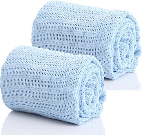 Dudu N Girlie Pair of 100% Pure Cotton Cellular Baby Blankets for Moses Baskets, Cots, Pushchairs one size 2 x Blue