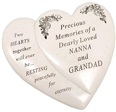 Nanna y abuelo versículo flor tumba monumento adorno de corazón doble placa