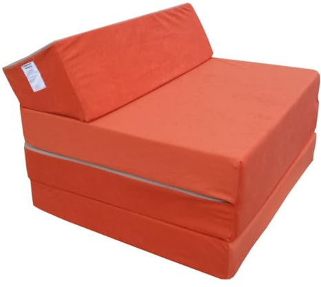 Natalia Spzoo madrass med huvudgavel, skummadrass, skumtyg, orange -1333, 200 x 70 x 10 cm