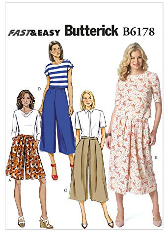 Butterick Patterns 6178 E5 Size 14/16/18/20/22 Misses Culottes