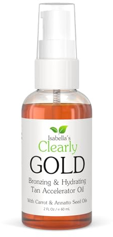 Isabella's Clearly GOLD, Natürliches Bräunungsöl | Feuchtigkeitsspendendes und hydratisierendes Körperöl mit Sonnenbeschleuniger | Gesunder, gebräunter Glanz mit Oliven-, Karotten- und Kokosnussöl