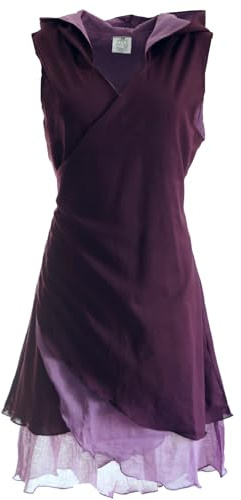GURU SHOP Wickeltunika, Elfentunika mit Zipfelkapuze MA 11 - Plum, Damen, Size:M