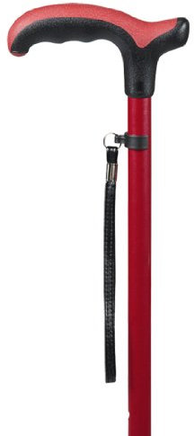 Ossenberg Exklusiver Gehstock mit Comfort Soft Derbygriff met. rot inkl. Schlaufe