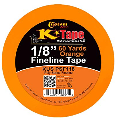 Custom Shop 1/8 Fine Line Tape Fineline Masking Tape Polytape Orange 1/8 X 60 Yard Roll