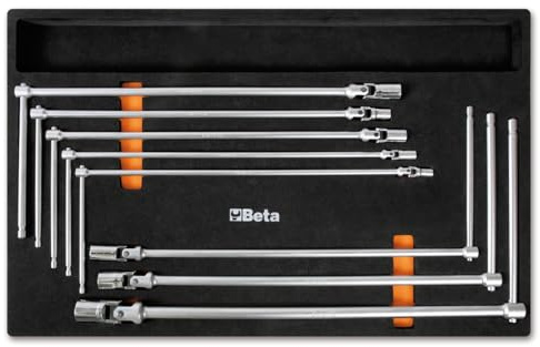 BETA - Termoformato Morbido in EVA con 8 Chiavi a T con Bussola Snodata, Modulo Porta Utensili Professionale per Carrelli Officina e Manutenzione, M63
