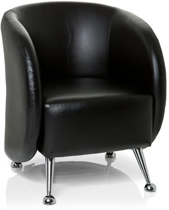 hjh OFFICE Polstersessel ST. Lucia Kunstleder Lounge-Sessel mit weicher Sitzpolsterung, 713200, Schwarz