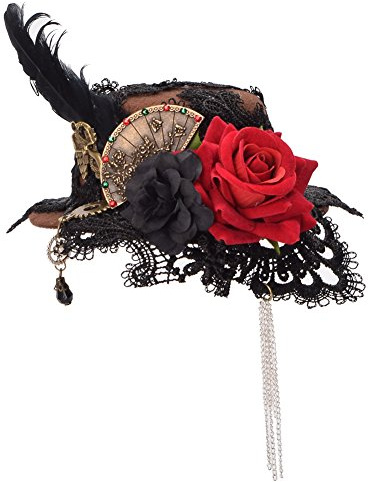 BLESSUME Viktorianisch Steampunk Frauen Mini Top Hut Haarclip Getriebe Mini Hut Gotisch Zylinder Haarspange