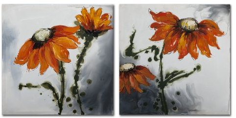 DPI Blumen - Ölbild auf Leinwand quadratisch