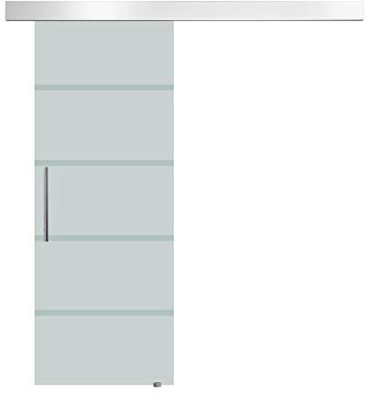 HOMCOM Porta Scorrevole Interna in Vetro Smerigliato e Satinato con Binario B2 e Maniglia per Bagno Cucina Studio Vetro 205x 90x 0,8cm