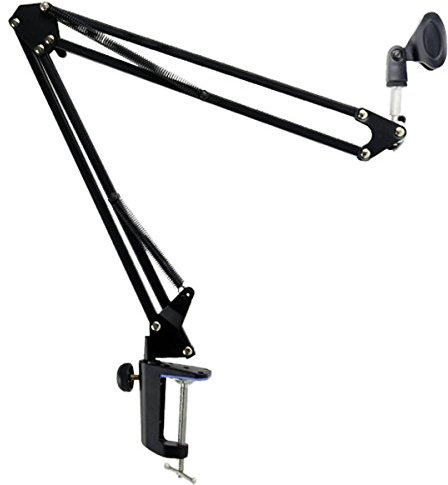 Foxnovo Radiodiffusion durable Studio Microphone Mic Suspension ciseaux bras perche (noir)