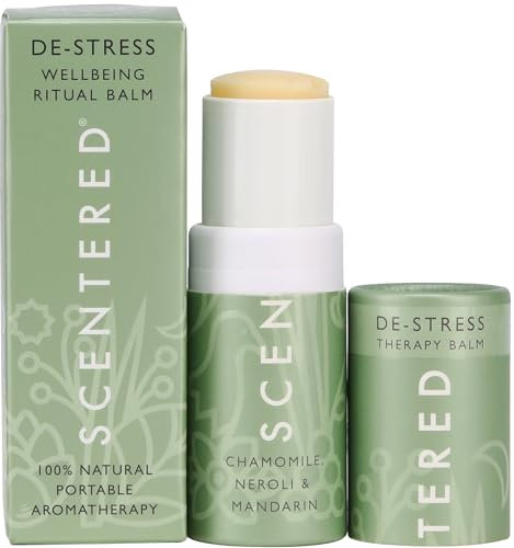 Scentered Aromatherapy Stress Relief Balm Stick - De Stress Essential Oil Roll On for Calm & Relaxation - 100% Natural Stress Reliever - Chamomile, Cedarwood, Rosemary - Stress Relief Gifts for Women