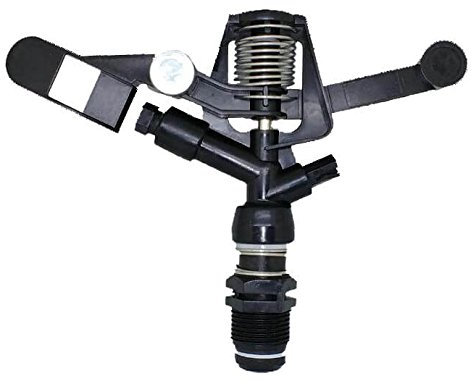 HidroRain RC8035 - Aspersor circular plástico, conexión 3/4 rosca macho, 360º, 12 x 3 x 12 cm, color negro