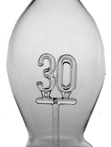 Oberstdorfer Glashütte Flasche mit 30 bauchige Glaskaraffe klares Kristallglas mundgeblasen Füllmenge ca. 0,5 Liter Höhe ca. 30 cm