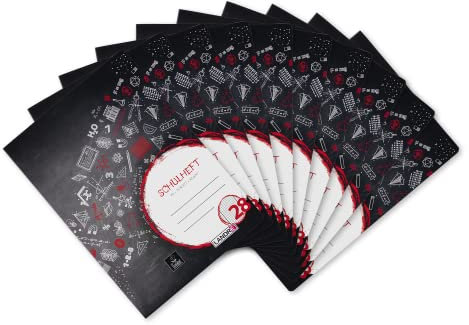 Landré Schulheft A4, 16 Blatt, Lineatur 28, kariert mit Rand, 10 Stück