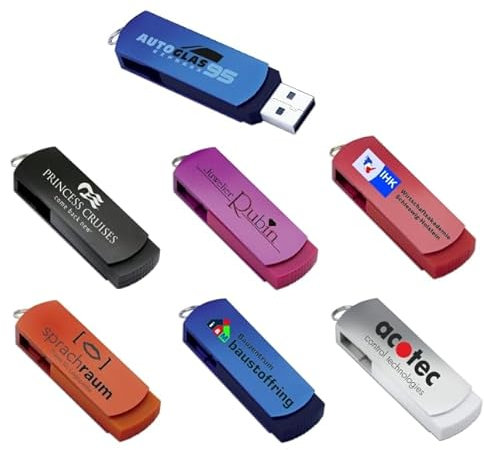REFLECTS Arauca Memoria USB de Moda de 4 GB de Colores con Logo Grabado - 51814 (10 Unidades) - Negro