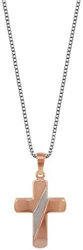 trendor Kreuz-Anhänger Bicolor mit Silberkette Kreuz Kette für Damen und Herren, Kreuz Anhänger Silber 925, modische Geschenkidee, zeitloser Halsschmuck 79572