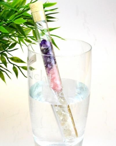 Aqua Lapis Edelsteinstab Goldenes Dreieck bestehend aus Amethyst, Bergkristall, Rosenquarz Premium Wassersteine | 100% Natur Wassersteine zur Wasseraufbereitung | Mineralien |