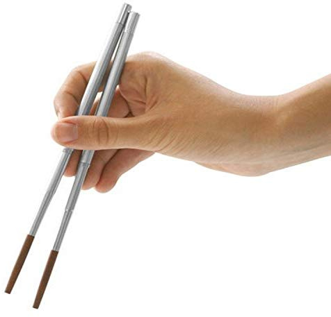 Kikkerland Collapsible Travel Chopsticks,Silver