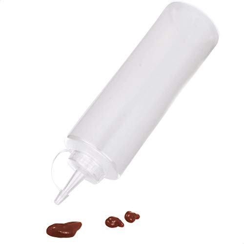Kerafactum Saucenflasche Quetschflasche 700 ml Spritzflasche für die Küche BBQ Grill Soßen Flasche für Senf Ketschup Majo Dressing Flasche Saucenspender Squeeze Bottle Plastik Spender transparent