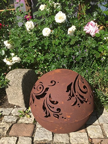 SAREMO kula med barockmönster 50 cm kokkula trädgårdskula rost ädelsten