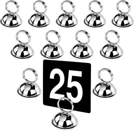 New Star Foodservice 23367 Split-Ring Style, Place Card/Table Number Holder, 2.5 x 2.33 Inch, Silver, Set of 12