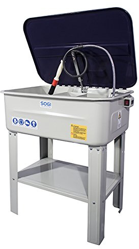 SOGI SP-LV-E Fontaine de lavage avec pompe, bac de récupération pour liquides de moteurs, carters, idéale pour garages, le lavage de pièces mécaniques
