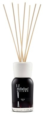 Millefiori 7MDNR Nero Raumduft Diffuser 100 ml Natural inklusive hochwertiger Balsaholzstäbchen, Plastik, Schwarz, 6.8 x 26.1 x 6.6 cm