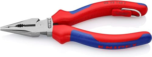 KNIPEX Spitz-Kombizange in Blister schwarz atramentiert mit Mehrkomponenten-Hüllen, mit integrierter Befestigungsöse zum Anbringen, 08 22 145 T BK