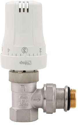 Schläfer 37021001 - Thermostat-Komplett-Set Eckform, Thermostatkopf mit eingebautem Flüssigkeitsfühler, Frostschutz, Heizkörper, Heizungsregler - 1/2 Zoll -Thermostatventil Eckform