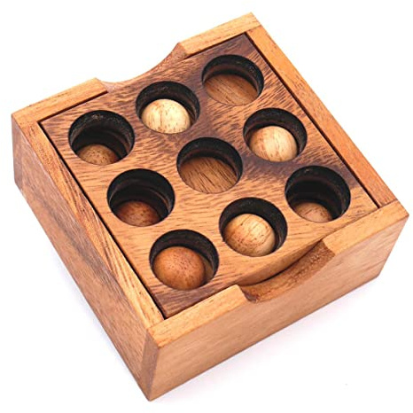 ROMBOL 9-Loch-Puzzle - mittelschweres, interessantes Logik-Puzzle mit praktischem Verschlußband
