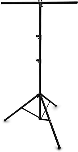 Audibax STAND MH-PRO - Stand d'Éclairage - Trépied à Lumière avec Articulation à Rotule - Stand de Lumière pour Discothèque - Hauteur Réglable de 145 à 325 cm - T-Bar avec 4 Points de Lumière Fixation