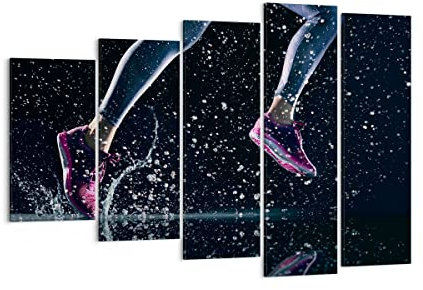 ARTTOR Bilder auf Leinwand 150x100cm Leinwandbild Laufen Lifestyle Leichtathletik Schuhe Groß XXL Wanddeko Bild Schlafzimmer Set 5 teilige Wandbilder Dekoration Wohnzimmer Canvas Art EG150x100-2900