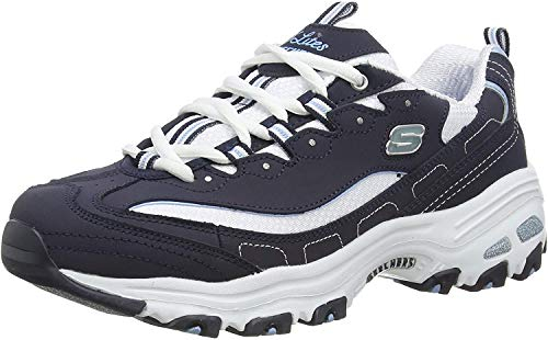 Skechers Damen D'lites Biggest Fan Sneaker, Navy Trubuck White Mesh Carolina Blue Trim, 39 EU
