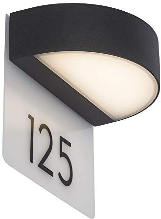 AEG - Lampada da parete per esterni con numero civico, in alluminio, 9 W, colore: Antracite/Bianco