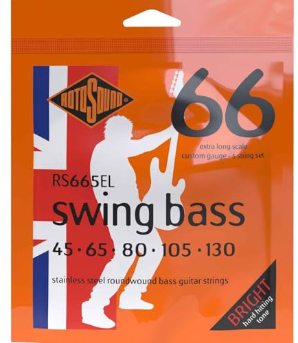 Rotosound Corde per basso elettrico SWING 66 STAINLESS SETS 5 corde RS665EL EX-LONG SCALE Stainless Custom 45-130