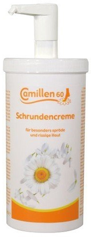 Schrundencreme Camillen 60, Fußcreme mit Kamille, Vitamin A für rissige Füsse, 450ml mit Spender