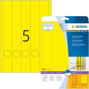 HERMA Ordneretiketten gelb 38x297mm Special A4 VE=100 Stück