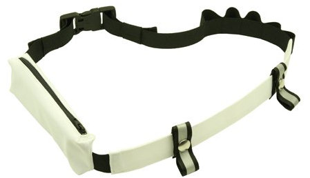 ANDREAS WIPPER Laufgürtel mit Hüfttasche und Gelschlaufen, Startnummernhalter, Startnummerngurt, Startnummernbefestigung, Startnummernband Case White Edition