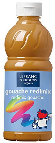 Lefranc Bourgeois 188341 flüssige Tempera Redimix Farbe, leuchtende Gouachefarbe auf Wasserbasis, hohe Deckkraft, hervorragenden Maleigenschaften, gebrauchsfertig, 500ml Flasche - Gold
